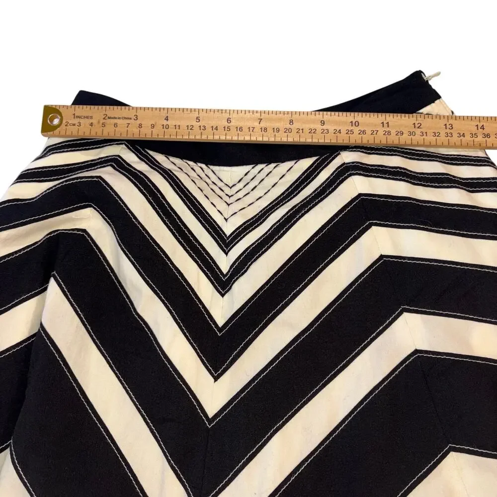 Anthropologie Elegant Old Money Full Lined Retro Mod Contrast Stitch‎ Midi Skirt